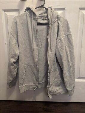 Garage Light Gray oversized Full-Zip Hoodie